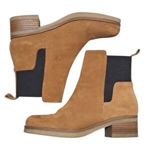 Avellini Chelsea Western Leather Suede Slip On Chic Boots Size 9.5 Cognac Brown